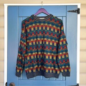 Vintage Segreto Multi-coloured block pattern 90s knit sweater Men’s Size Medium